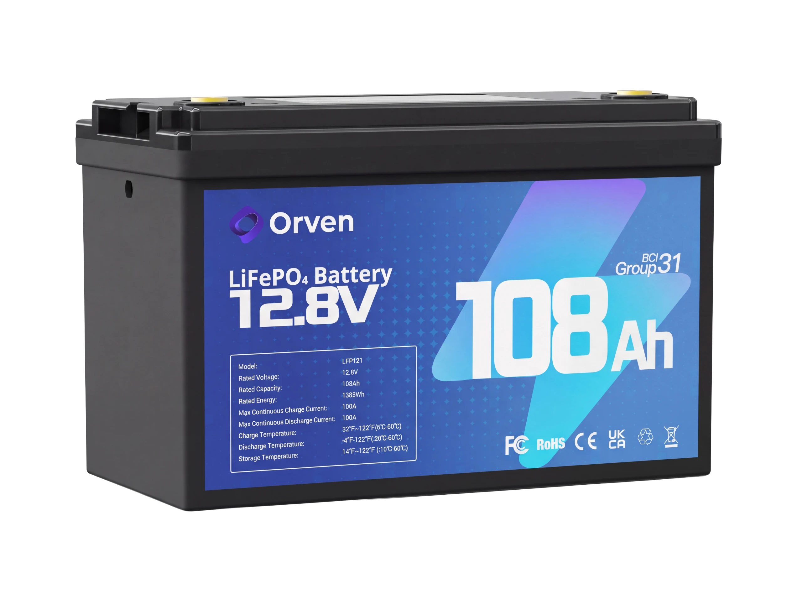Orven LFP121 LiFePO4 akü