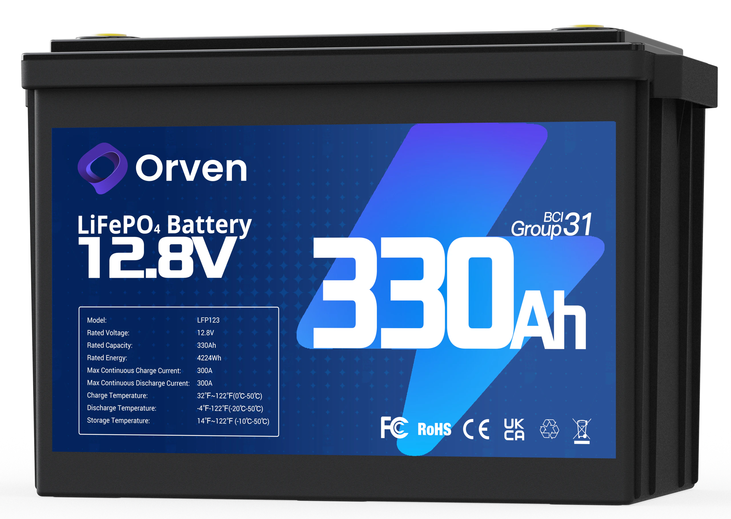 Orven LFP123 LiFePO4 Akü, 12.8V 330Ah