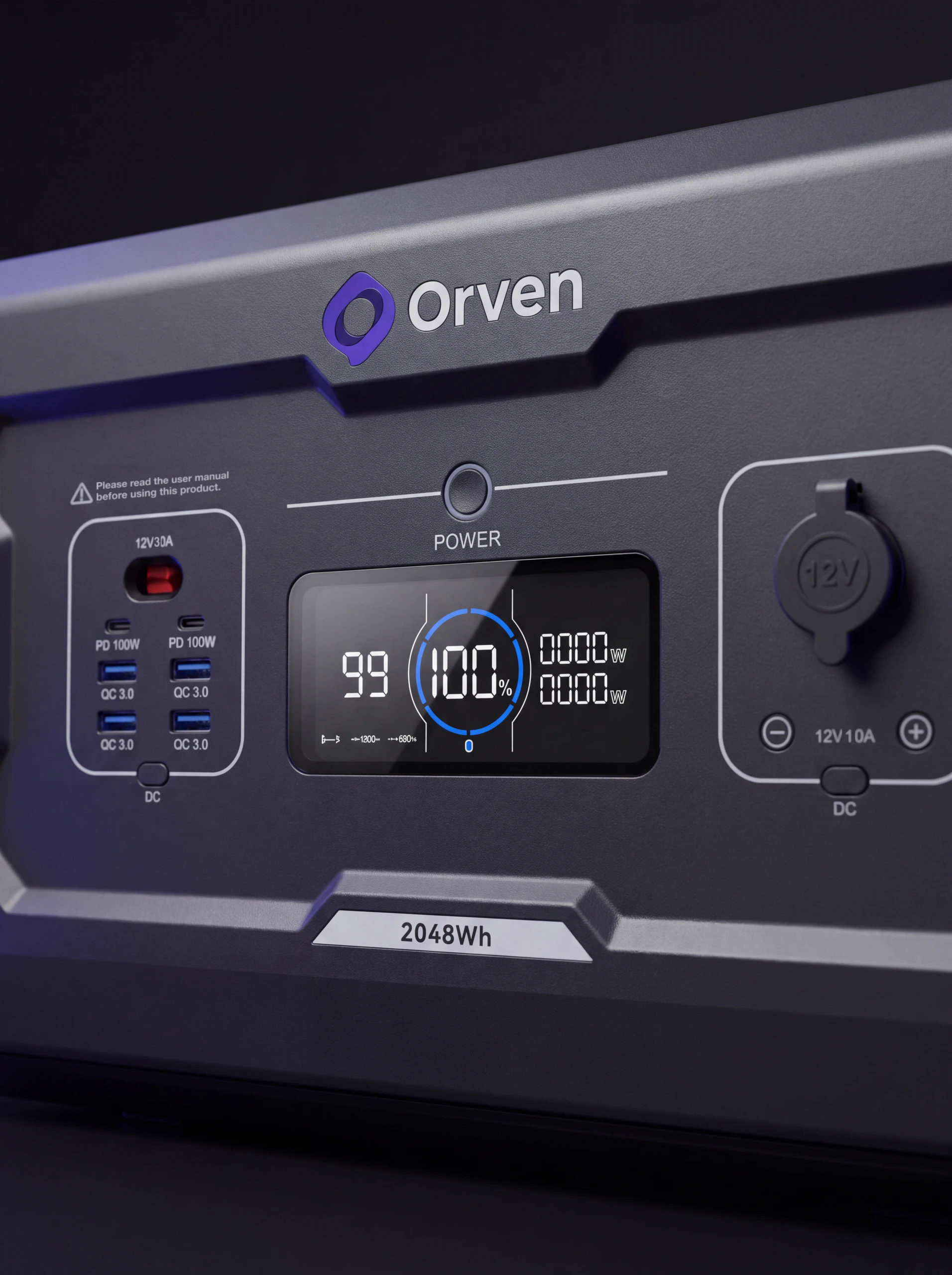 Orven Stack B2 Ek Batarya ön paneli ve LCD ekranı, yakın çekim